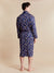 Lightweight Men's Dressing Gown back model photo - Gekko Navy | Bown of London